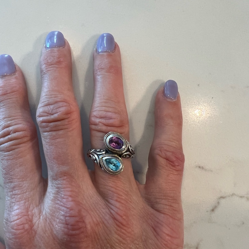 Amethyst topaz and sterling silver ring